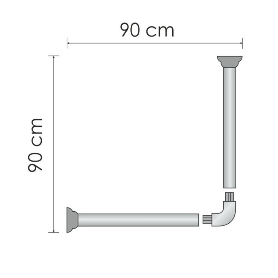 Карниз для ванны WasserKraft Dinkel SC-469090, 90 х 90 см, хром