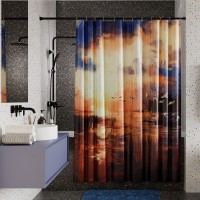 Штора для ванной навесная WasserKraft Ammer SC-70103, 180 x 200 см, белый/синий/коричневый