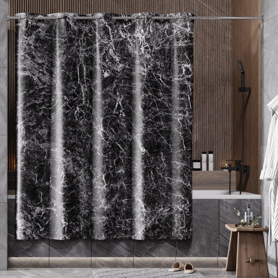 Штора для ванной WasserKraft Aland SC-85105, 200 x 200 см, навесная, белый/черный