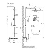 Душевая система Sancos Teo SC11001CH, термостатическая, хром