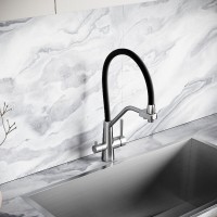 Смеситель для кухонной мойки Sancos Nolia SC12003SS, с подключением к фильтру, с гибким изливом, цвет нержавеющая сталь/черный