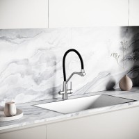 Смеситель для кухонной мойки Sancos Nolia SC12003SS, с подключением к фильтру, с гибким изливом, цвет нержавеющая сталь/черный
