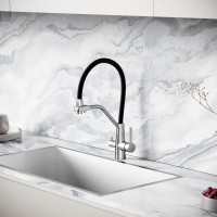 Смеситель для кухонной мойки Sancos Nolia SC12003SS, с подключением к фильтру, с гибким изливом, цвет нержавеющая сталь/черный