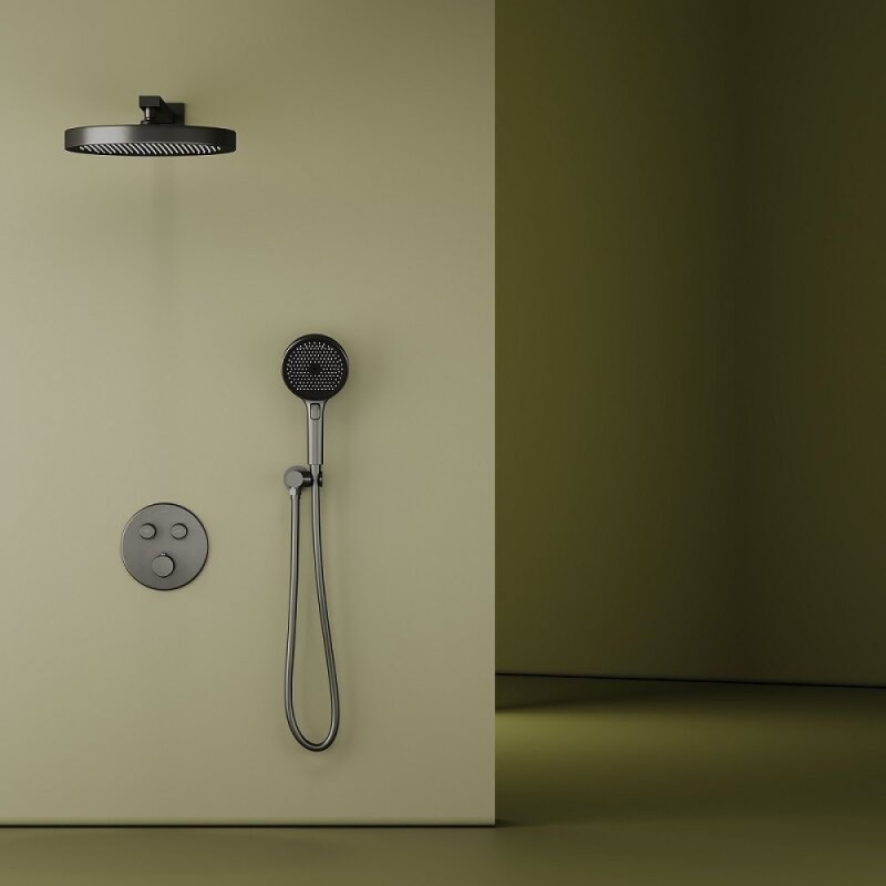 Душевая система Sancos Space SC3006GMG, термостатическая, воронёная сталь, gunmetal