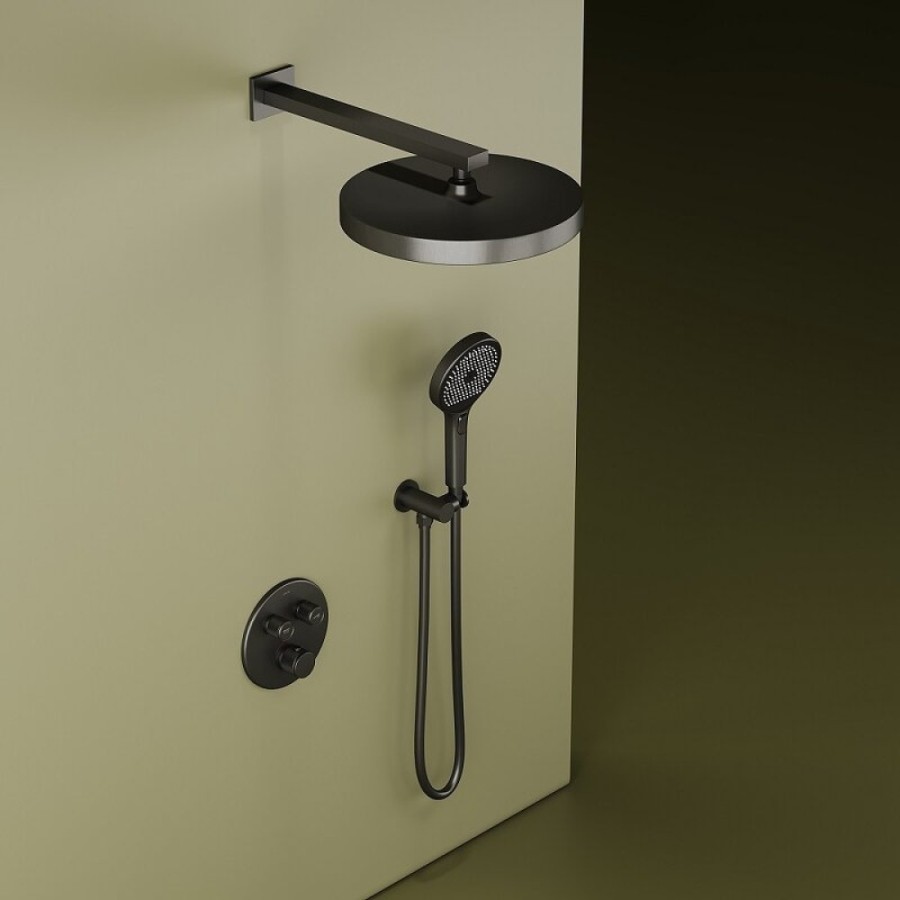Душевая система Sancos Space SC3006GMG, термостатическая, воронёная сталь, gunmetal