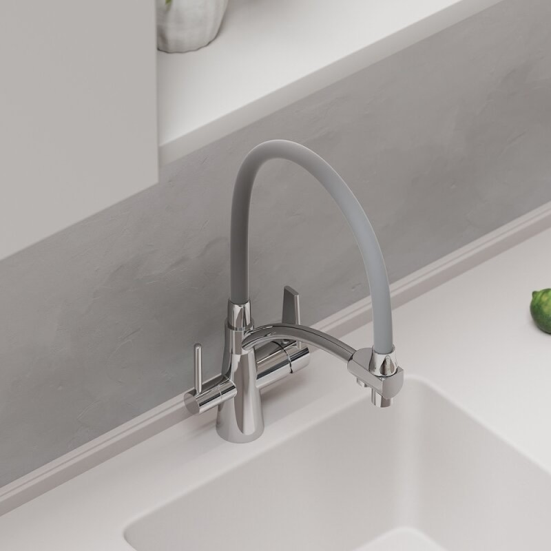 Смеситель для кухонной мойки Sancos Eri SC4001CH, с подключением к фильтру, с гибким изливом, цвет хром