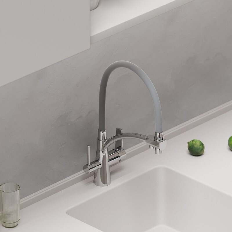 Смеситель для кухонной мойки Sancos Eri SC4001CH, с подключением к фильтру, с гибким изливом, цвет хром