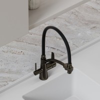 Смеситель для кухонной мойки Sancos Eri SC4001GG, с подключением к фильтру, с гибким изливом, цвет воронёная сталь, gunmetal