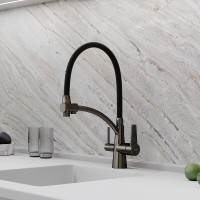 Смеситель для кухонной мойки Sancos Eri SC4001GG, с подключением к фильтру, с гибким изливом, цвет воронёная сталь, gunmetal