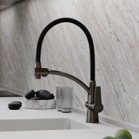 Смеситель для кухонной мойки Sancos Eri SC4001GG, с подключением к фильтру, с гибким изливом, цвет воронёная сталь, gunmetal