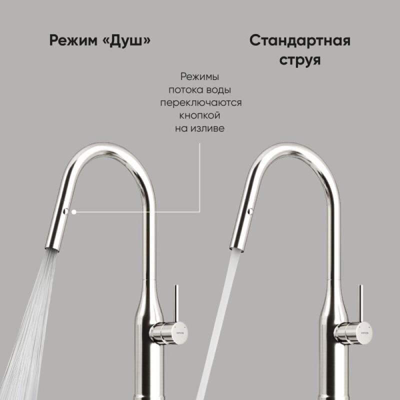 Смеситель для кухонной мойки Sancos Grand SC4002BNG, с выдвижным изливом, цвет нержавеющая сталь