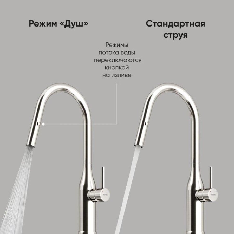 Смеситель для кухонной мойки Sancos Grand SC4002BNG, с выдвижным изливом, цвет нержавеющая сталь