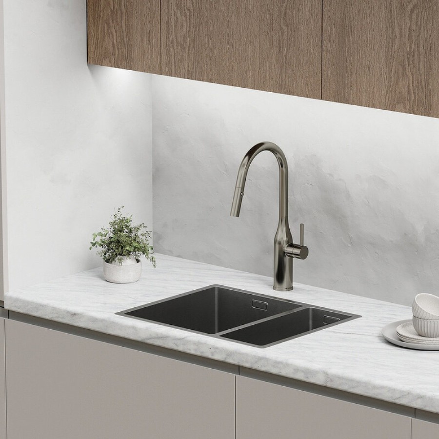 Смеситель для кухонной мойки Sancos Grand SC4002GG, с выдвижным изливом, воронёная сталь, gunmetal