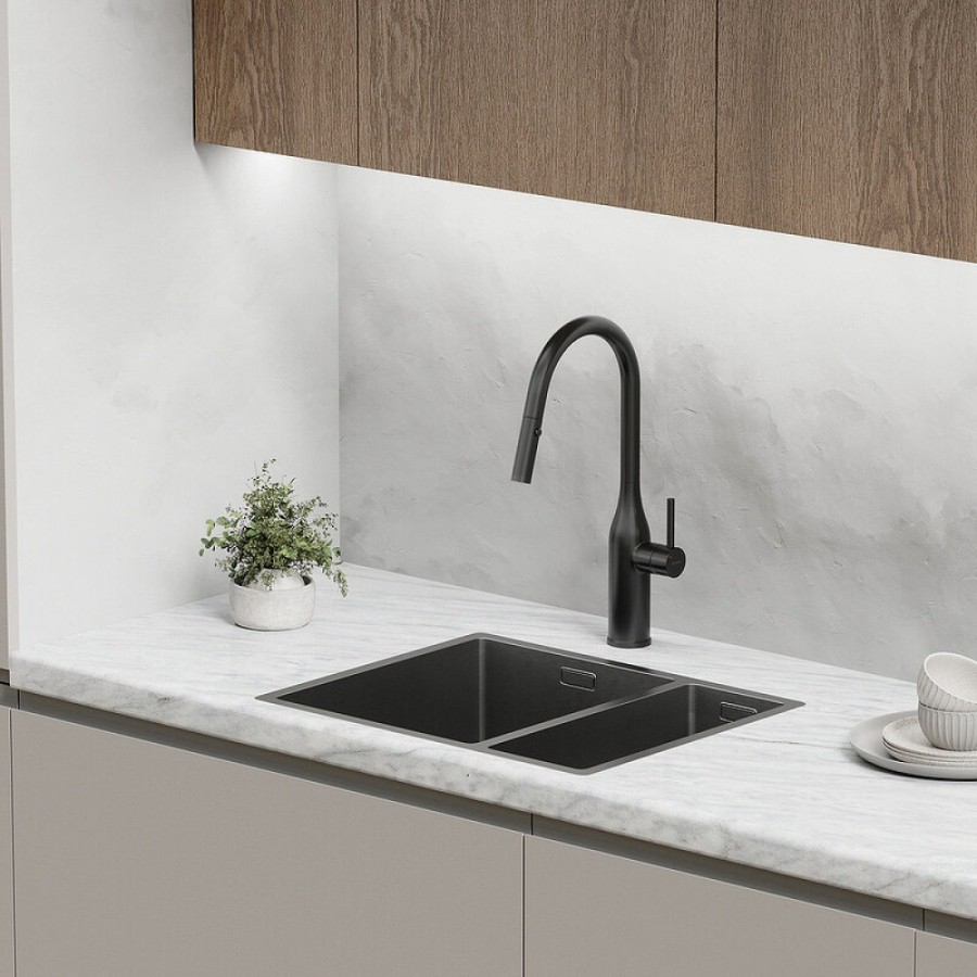 Смеситель для кухонной мойки Sancos Grand SC4002MB, с выдвижным изливом, цвет черный матовый