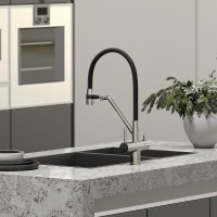 Смеситель для кухонной мойки Sancos Dora SC4003BN, с подключением к фильтру, с гибким изливом, цвет брашированный никель