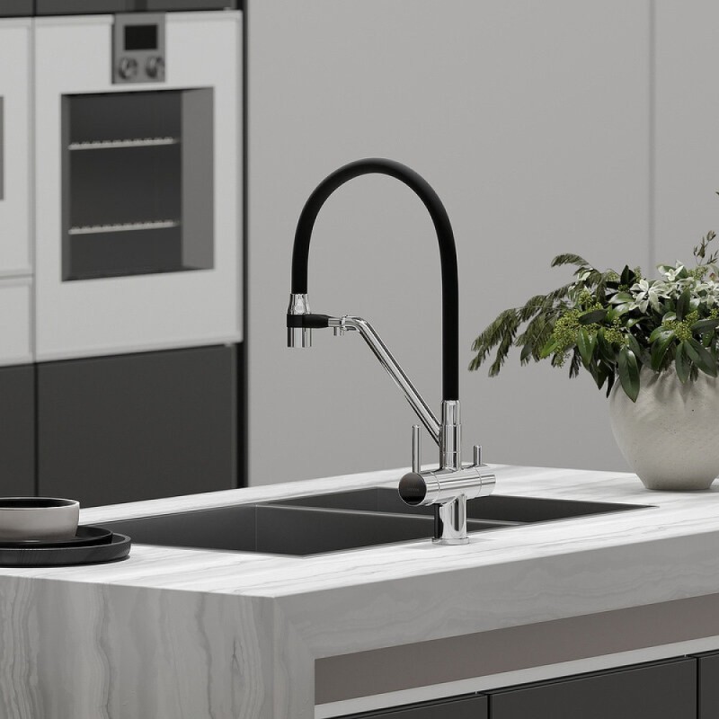 Смеситель для кухонной мойки Sancos Dora SC4003CH, с подключением к фильтру, с гибким изливом, цвет хром