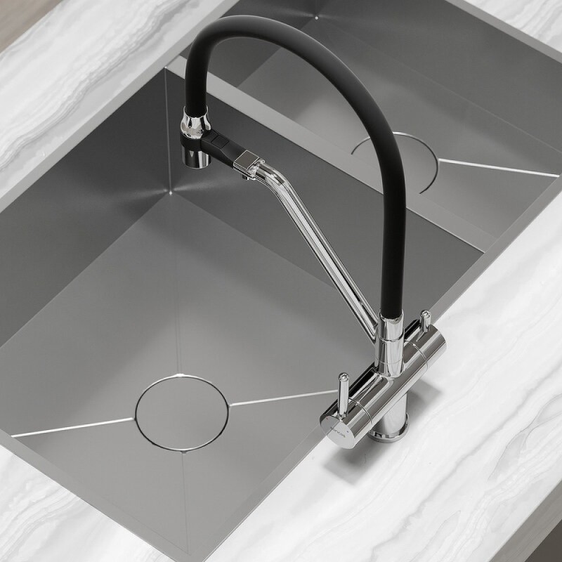 Смеситель для кухонной мойки Sancos Dora SC4003CH, с подключением к фильтру, с гибким изливом, цвет хром
