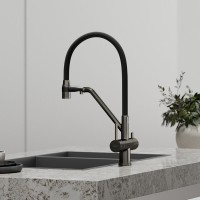 Смеситель для кухонной мойки Sancos Dora SC4003GG, с подключением к фильтру, с гибким изливом, цвет воронёная сталь, gunmetal