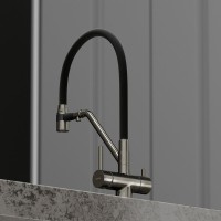 Смеситель для кухонной мойки Sancos Dora SC4003GG, с подключением к фильтру, с гибким изливом, цвет воронёная сталь, gunmetal