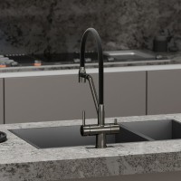Смеситель для кухонной мойки Sancos Dora SC4003GG, с подключением к фильтру, с гибким изливом, цвет воронёная сталь, gunmetal
