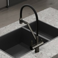 Смеситель для кухонной мойки Sancos Dora SC4003GG, с подключением к фильтру, с гибким изливом, цвет воронёная сталь, gunmetal