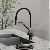 Смеситель для кухонной мойки Sancos Dora SC4003GG, с подключением к фильтру, с гибким изливом, цвет воронёная сталь, gunmetal
