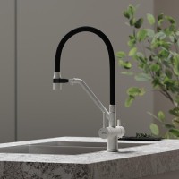 Смеситель для кухонной мойки Sancos Dora SC4003GR, с подключением к фильтру, с гибким изливом, цвет белый гранит