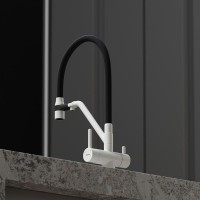 Смеситель для кухонной мойки Sancos Dora SC4003GR, с подключением к фильтру, с гибким изливом, цвет белый гранит