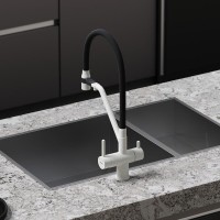 Смеситель для кухонной мойки Sancos Dora SC4003GR, с подключением к фильтру, с гибким изливом, цвет белый гранит