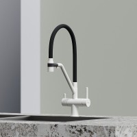Смеситель для кухонной мойки Sancos Dora SC4003GR, с подключением к фильтру, с гибким изливом, цвет белый гранит