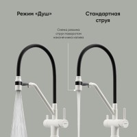 Смеситель для кухонной мойки Sancos Dora SC4003GR, с подключением к фильтру, с гибким изливом, цвет белый гранит