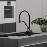 Смеситель для кухонной мойки Sancos Dora SC4003MB, с подключением к фильтру, с гибким изливом, цвет черный матовый