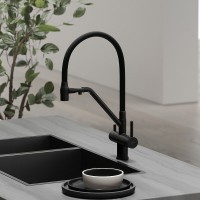 Смеситель для кухонной мойки Sancos Dora SC4003MB, с подключением к фильтру, с гибким изливом, цвет черный матовый