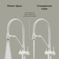 Смеситель для кухонной мойки Sancos Dora SC4003MW, с подключением к фильтру, с гибким изливом, цвет белый матовый