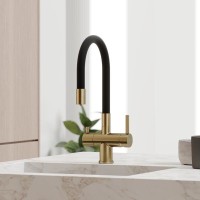 Смеситель для кухонной мойки Sancos Lucia SC4004BG, с подключением к фильтру, с гибким изливом, цвет золото брашированное, PVD покрытие