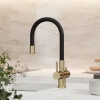 Смеситель для кухонной мойки Sancos Lucia SC4004BG, с подключением к фильтру, с гибким изливом, цвет золото брашированное, PVD покрытие