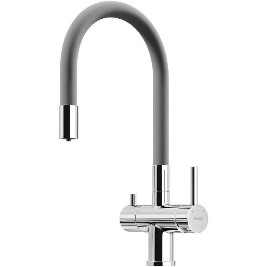 Смеситель для кухонной мойки Sancos Lucia SC4004CH, с подключением к фильтру, с гибким изливом, цвет хром
