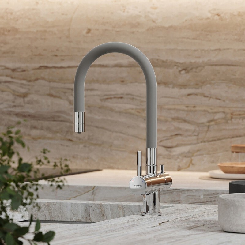 Смеситель для кухонной мойки Sancos Lucia SC4004CH, с подключением к фильтру, с гибким изливом, цвет хром