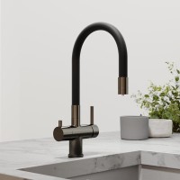 Смеситель для кухонной мойки Sancos Lucia SC4004GG, с подключением к фильтру, с гибким изливом, цвет воронёная сталь, gunmetal