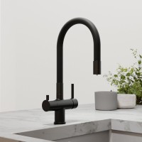 Смеситель для кухонной мойки Sancos Lucia SC4004MB, с подключением к фильтру, с гибким изливом, цвет черный матовый