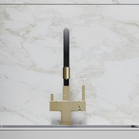 Смеситель для кухонной мойки Sancos Arno SC4005BG, с подключением к фильтру, с гибким изливом, цвет золото брашированное, PVD покрытие