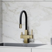Смеситель для кухонной мойки Sancos Arno SC4005BG, с подключением к фильтру, с гибким изливом, цвет золото брашированное, PVD покрытие