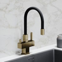 Смеситель для кухонной мойки Sancos Arno SC4005BG, с подключением к фильтру, с гибким изливом, цвет золото брашированное, PVD покрытие