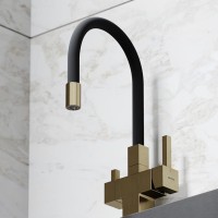 Смеситель для кухонной мойки Sancos Arno SC4005BG, с подключением к фильтру, с гибким изливом, цвет золото брашированное, PVD покрытие