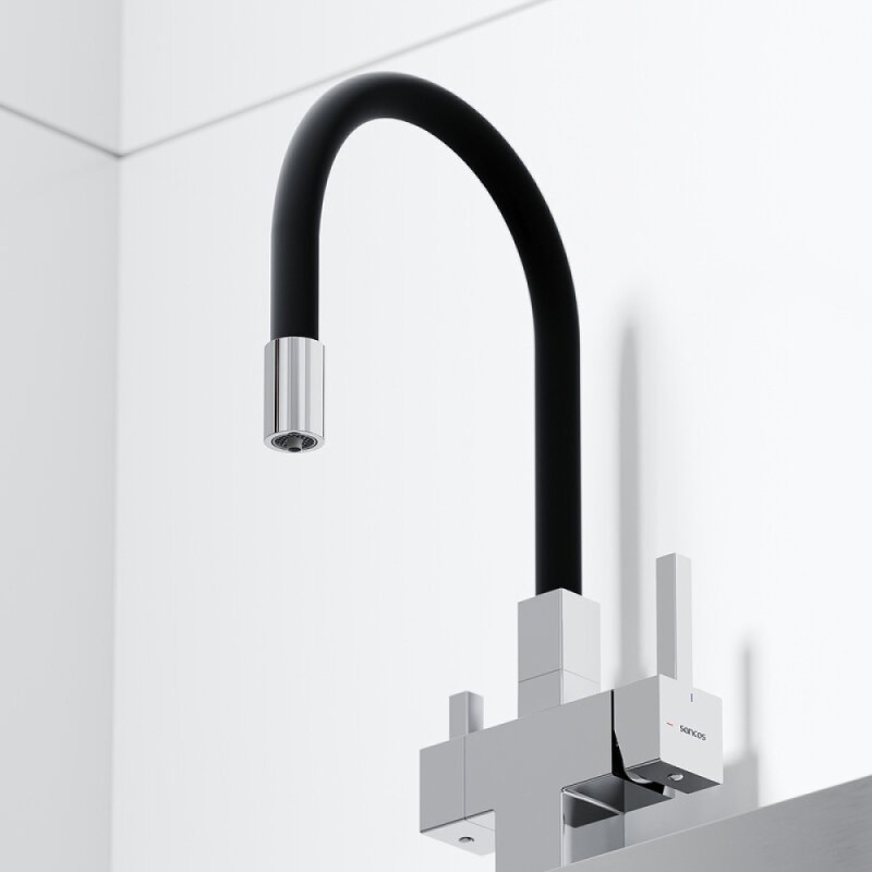 Смеситель для кухонной мойки Sancos Arno SC4005CH, с подключением к фильтру, с гибким изливом, цвет хром