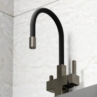 Смеситель для кухонной мойки Sancos Arno SC4005GG, с подключением к фильтру, с гибким изливом, цвет воронёная сталь, gunmetal