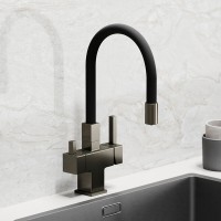 Смеситель для кухонной мойки Sancos Arno SC4005GG, с подключением к фильтру, с гибким изливом, цвет воронёная сталь, gunmetal