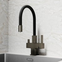 Смеситель для кухонной мойки Sancos Arno SC4005GG, с подключением к фильтру, с гибким изливом, цвет воронёная сталь, gunmetal