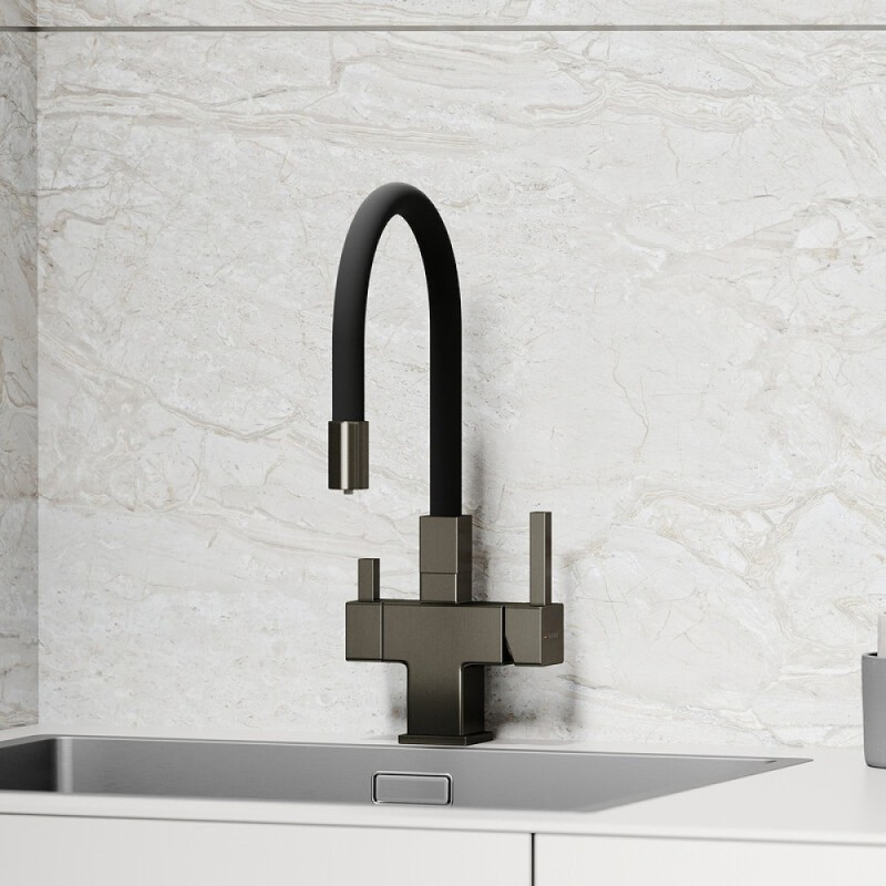 Смеситель для кухонной мойки Sancos Arno SC4005GG, с подключением к фильтру, с гибким изливом, цвет воронёная сталь, gunmetal