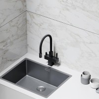 Смеситель для кухонной мойки Sancos Arno SC4005MB, с подключением к фильтру, с гибким изливом, цвет черный матовый